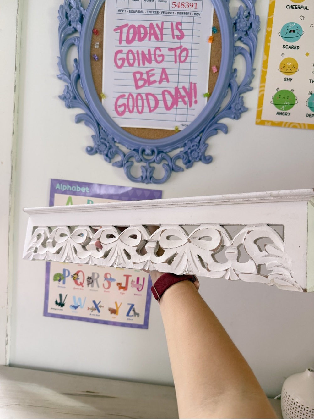Hobby Lobby | Feminine Coquette Off White Bow Shaped Wall Shelf Plant Stand GUC